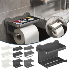 PP Wall Mounted Toilet Roll Holder Toilet Paper Holder Stand Kitchen Bathroom Storage Rack For Tissue Box Shelf Phone