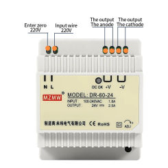 MZMW DR-30 Industrial DIN Rail Switching Power Supply DR-45 DR-60 30W 45W 60W 12V 24V AC/DC Single Output LED Lighting Power