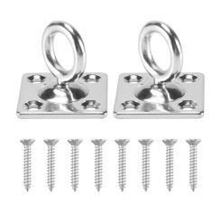 2Pcs Square Swivel Pad Eye Rotatable Ceiling Hook Wall Mounted Hook Stainless Steel Eye Pad Plate For Yoga Swings Hammock (With