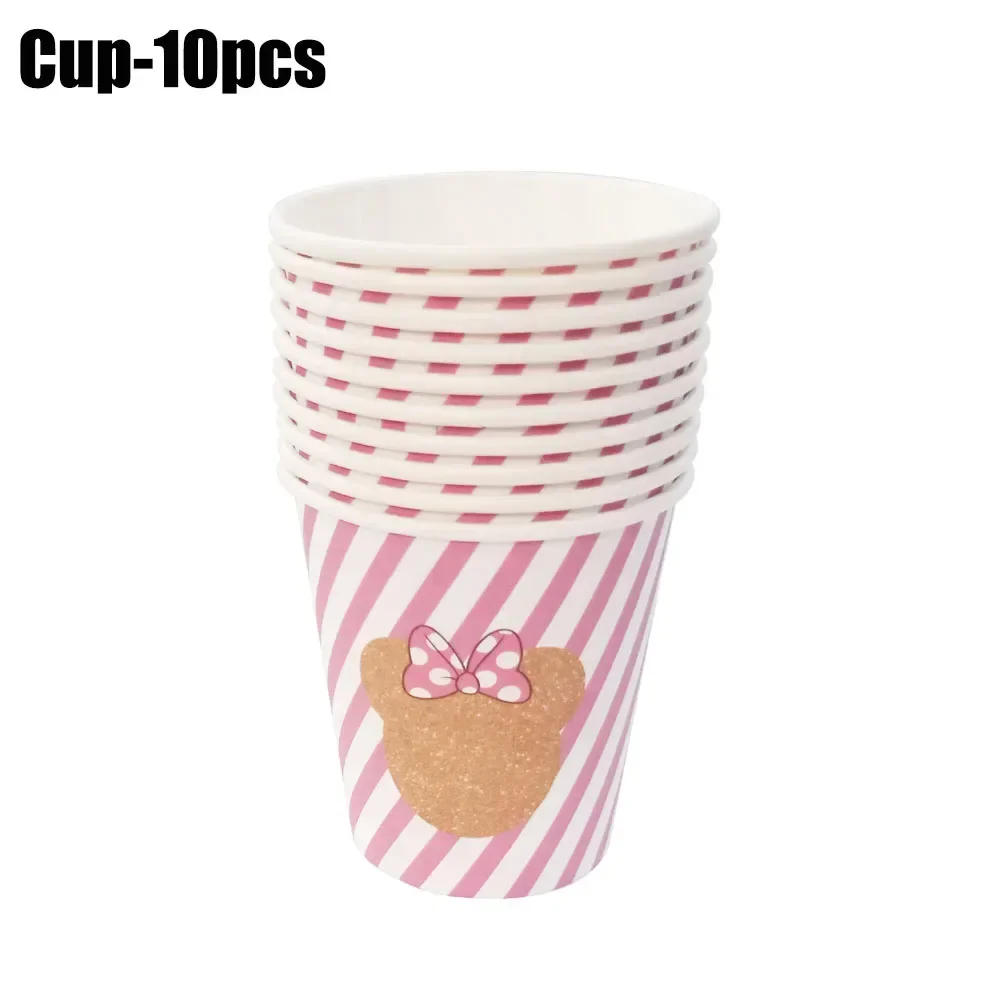 Description Picture 4 of itemMINISO Minnie Mouse Pink Girl 1st Happy Birthday Party Disposable Tableware Paper Plate Cup Banner for Kid Favor Supplies