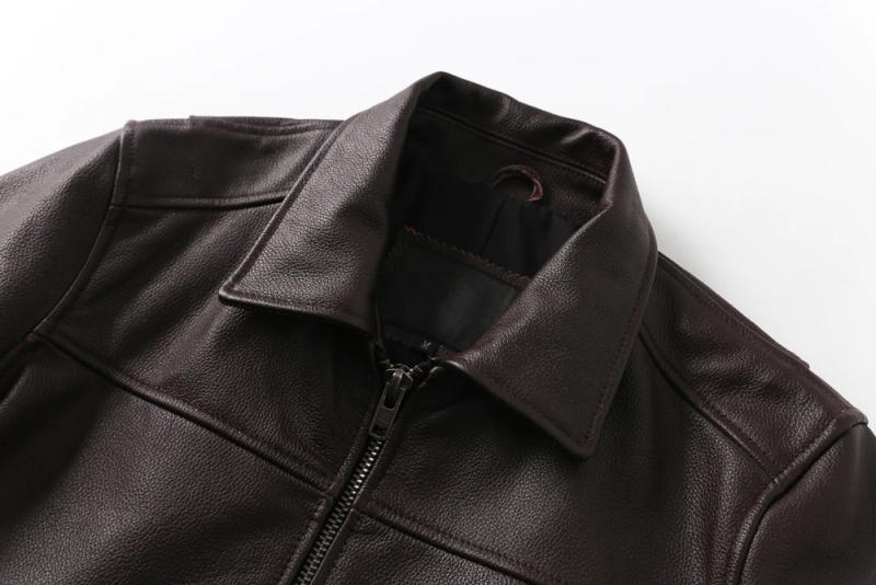 Description Picture 6 of itemMen Leather Jacket 100% Real Cowhide Black Brown Men's Genuine Leather Coat Male Skin Clothing Autumn Spring Asian Size M601