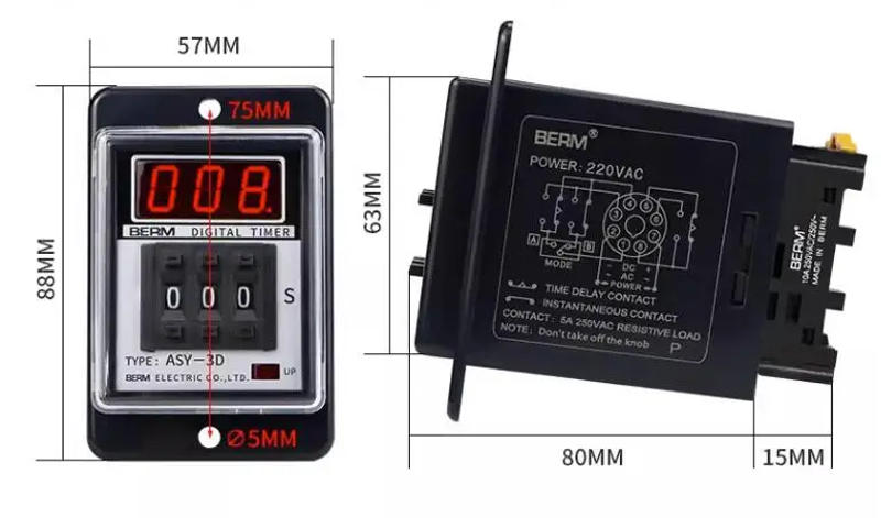 Description Picture 2 of itemLUJINXUN Time Relay ASY-3D DIP Digital Display Time Relay Delay AC220V 110V 24V 999S 999M 99.9S 99.9M for Plastic Machinery