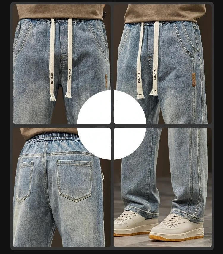 Description Picture 4 of itemElastic loose straight jeans men's baggy hosen denim pants casual trousers Korean style Sportswear clothing  jeans men pants