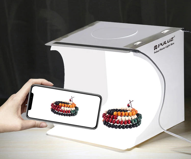 Description Picture 6 of itemProfession Mini Folding Light Box Photography Photo Studio Soft Box 2 LED Light Photo Background Kit with 6 Colors Backdrops