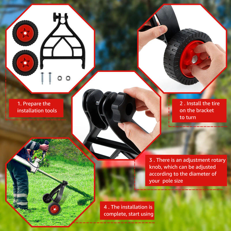 Description Picture 4 of itemUniversal Lawn Mower Support Wheel Adjustable Support Wheel Portable String Trimmer Attachment for Weed Trimmer