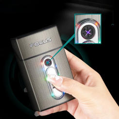 Type-C Rechargeable Upgraded Version Cross Double Arc Pulse Cigarette Lighter Cigarette Box Cool LED Lights 20 Pieces Cigarette