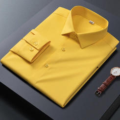 Bamboo Fiber Fashion Smart Casual Shirt For Man Clothes Easy Care Long Sleeve Men Dress Shirts Social Formal Business New Work