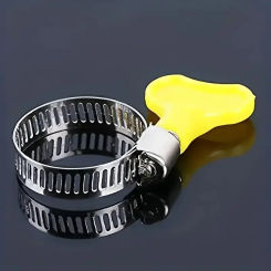 10Pcs Key Type 304 Stainless Steel Worm Gear Hose Clamp, Adjustable Size, Used For Automotive Pipelines Water Pipes