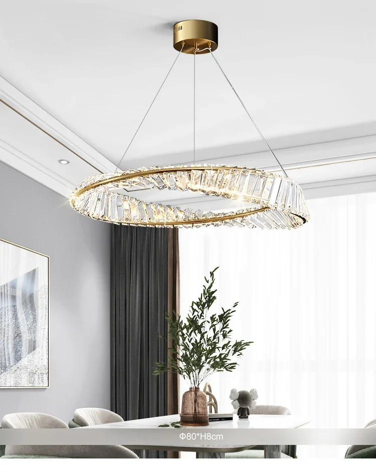 Description Picture 4 of itemPostmodern Led Crystal Circle Round Pendant Lights for Living Room Kitchen Dining Room Hanging Lamp Ceiling Chandeliers Decor