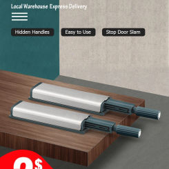 KAK 10PCS Cabinet Catches Stainless Steel Push to Open Hidden Cabinet Handle Soft Closer Cabinet Door Hardware