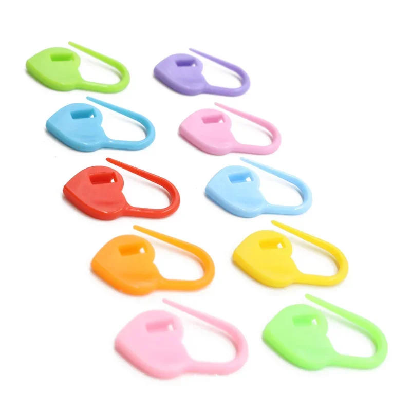 Description Picture 4 of item50/100pcs Heart Knitting Crochet Markers Locking Stitch Needle Clip Markers Ring Sewing Accessories DIY Weaving Knitting Tools