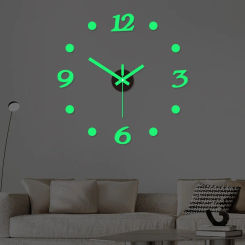1pc Glowing Wall Clock Stickers, Acrylic Luminous Numbers, Battery-Operated Clock Wall Decor,  Silent for Living Room Bedroom