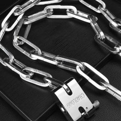 Silver stainless steel chain lock, anti-theft and anti-cutting, suitable for bicycle lock door iron door bicycle lock