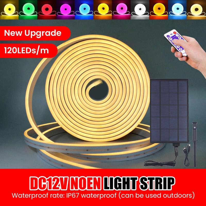 Description Picture 6 of itemSolar Neon LED Strip 12V 5M IP67 Waterproof LED Strip 2835 120Leds/M High Density COB Strip Solar Lamp for Swimming Pool Decor