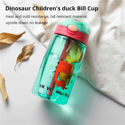 1pc Green 480ml Portable Water Bottle for Children Kids Water Bottles Creative Lovely Cartoon Baby Cups with Straws Leakproof