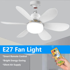 IRALAN Ceiling fans with light and silent E27 base 3 color dimming sealing fan led lighting for room kitchen Living room lights