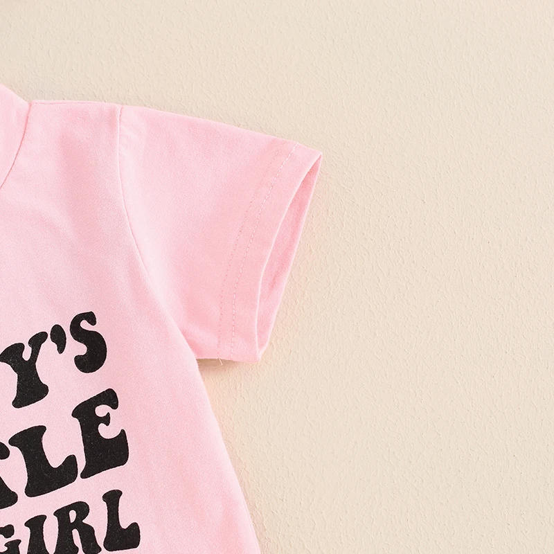 Description Picture 6 of itemGirls Summer 3PCS Pants Sets Short Sleeve Letter Print Tops Floral Cattle Print Flared Pants Headband Sets