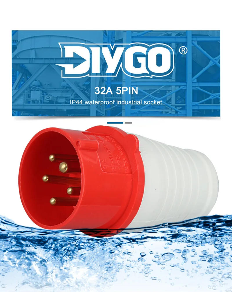 Description Picture 2 of itemIP44 5 Pin 32A Multifunctional Waterproof Industrial Plug & Sockets 380-415V Male & Female Power Electrical Cable Connectors