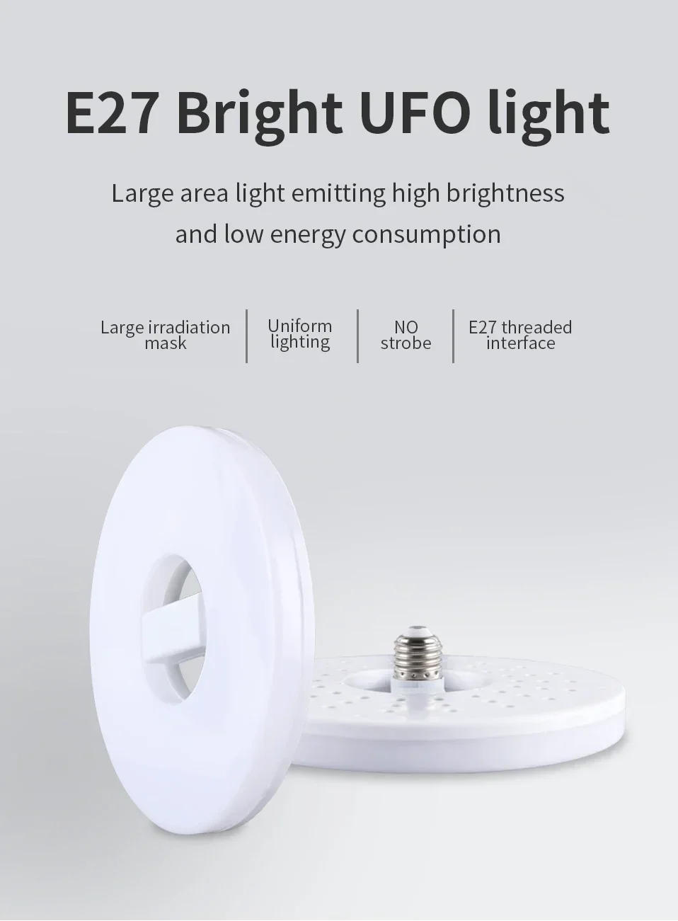 Description Picture 2 of item28W/40W/60W LED Bulb E27 85-265V LED Lamp Indoor Lighting Super Bright UFO Light Bulb For Home Office Garage Warehouse Lighting