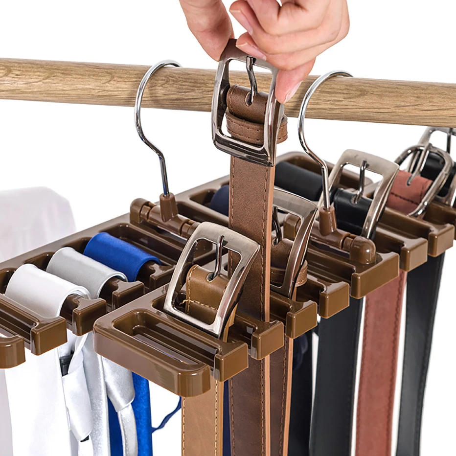 Description Picture 3 of itemTie Belt Hanger Wardrobe Closet Belts Scarf Hanging Organizer Rotating 10 Card Slots Storage Holder Rack Hook Bedroom Home Items