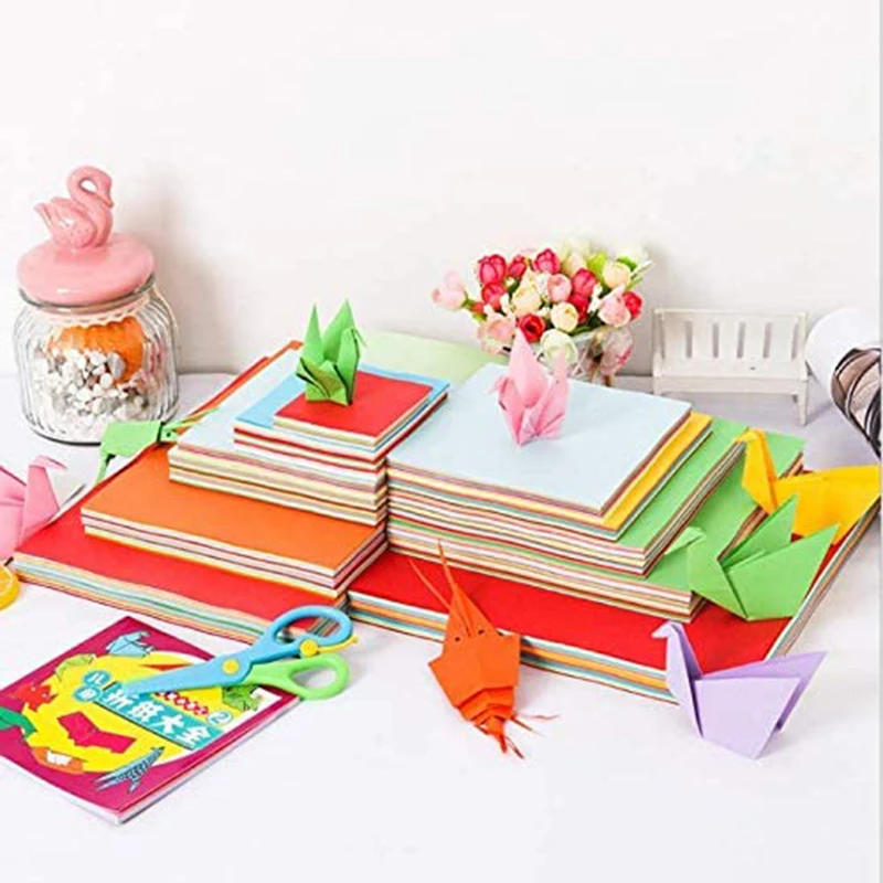Description Picture 3 of item100pcs Origami Square Paper Double Sided Folding Lucky Wish Paper Crane Craft Paper DIY Arts Crafting Colorful Scrapbooking