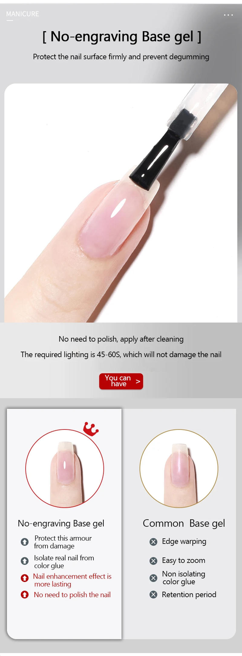 Description Picture 4 of itemRubber Transparent Primer Engrave Free Grinding Base Gel Enamel Remover UV Gel Nail Art Manicure Base Coat