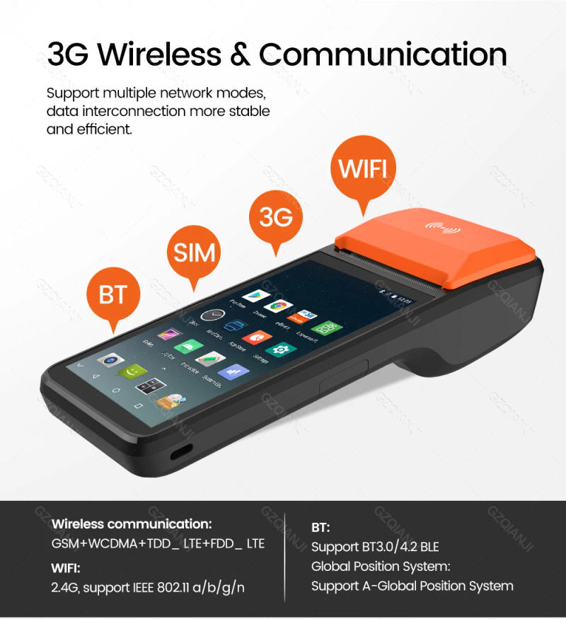 Description Picture 4 of itemPDA Terminal POS Android System Device with 58mm Thermal Receipt Bill Printer All in one NFC Loyverse Machine for Retail Store