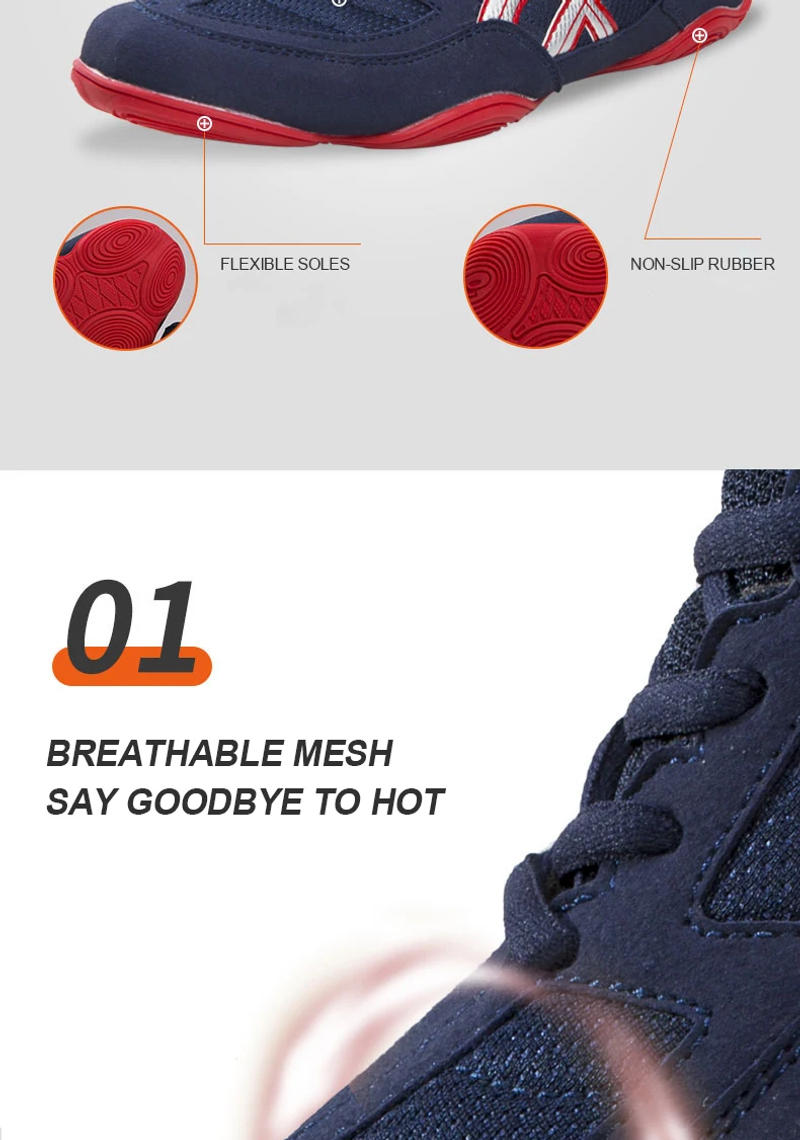 Description Picture 4 of itemFIVING Men professional boxing wrestling fighting weightlifting shoes male comfortable supporting training boxing fighting boots