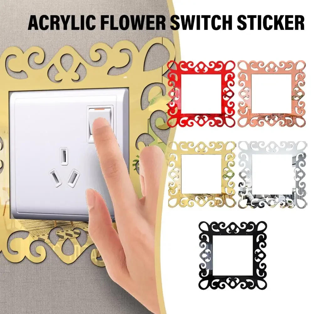 Description Picture 3 of itemSelf-Adhesive Panels Wall Sticker Acrylic Light Switch Cover Mirror Face Stickers On The Wall Home Decoration Photo Frame Shape