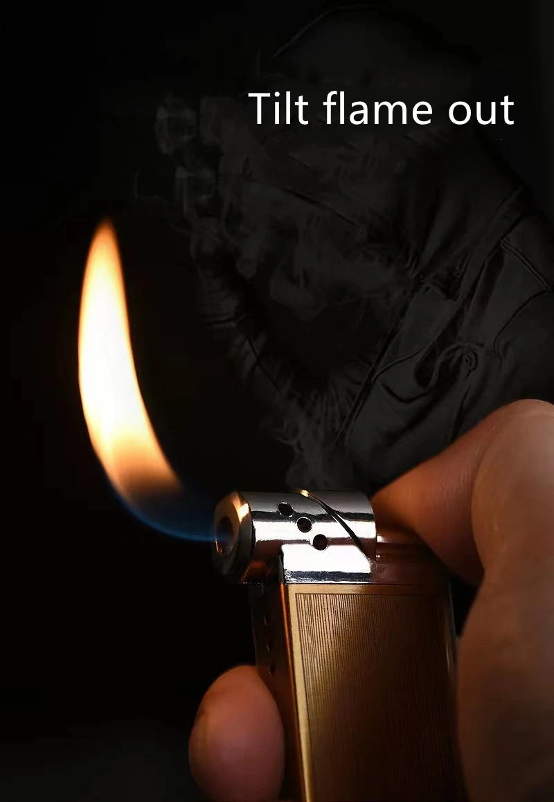 Description Picture 5 of itemNew Oblique Fire Tube Press Lighter for Smoking Pipe Special Lighter Metal Open Flame Multi-function Cigarette Lighter Gadget