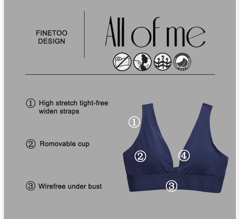 Description Picture 6 of itemWomen Bra Female Underwear Sexy Lingerie Seamless Brassiere Intimates Deep V Backless Bralette Tank Top Back Closure Bras S-XL