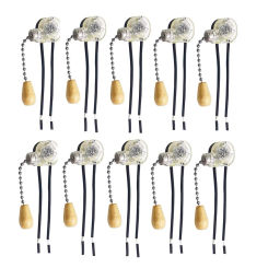 10Pcs Wall Light Pull Switch Home Ceiling Fan Lamp Ceiling Fan Wall Light Replacement Pull Chain Cord Switch Silver