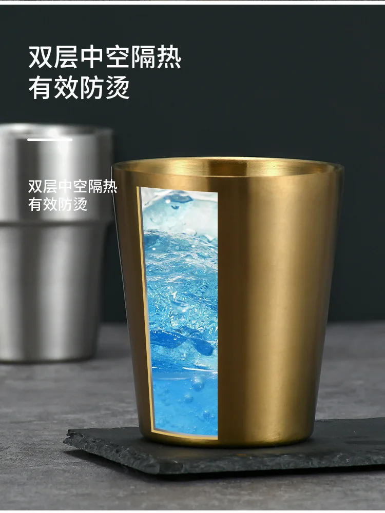 Description Picture 6 of itemStainless Steel Beer 304 Cup Honeycomb Double-layer Korean Hammer Pattern Water Cup Juice Beverage Honeycomb Coffee Milk Cup