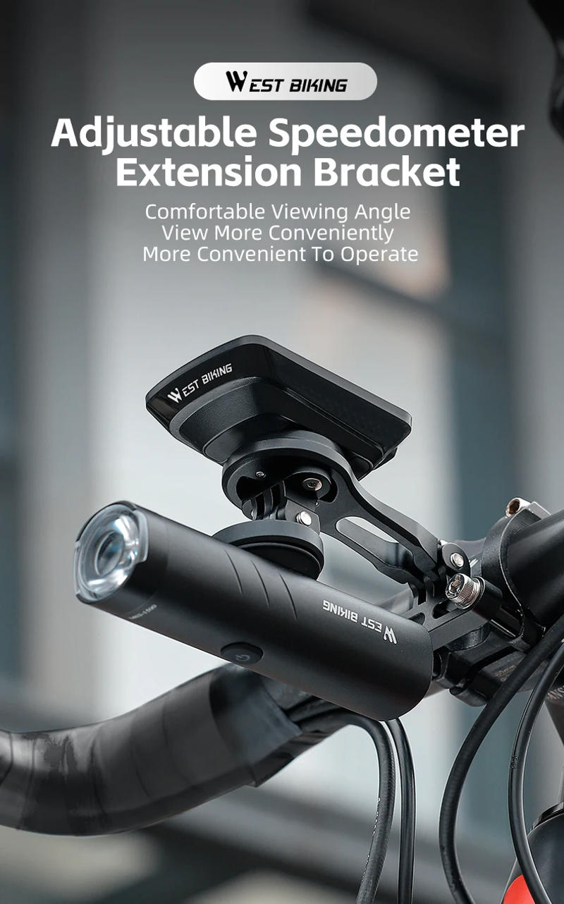 Description Picture 2 of itemWEST BIKING Bike Bracket Front Light Lamp Holder Aluminum Alloy Extension Holder for Bicycle Computer Wahoo Bryton Garmin Bracke