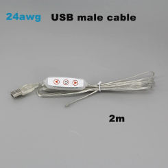 2M 2PIN 5V usb adjustable Brightness light control Dimming Switch button power Cable Dimmer Controller For LED strip neon lights