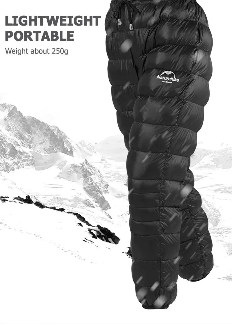Description Picture 4 of itemNaturehike Outdoor Down Pants Waterproof Wear Ultralight Thermal Hiking Pants Camping Warm Winter Goose Down Pants NH18K210-K