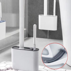 Toilet Toilet No Dead Angle Multi-function Brush Wall-mounted Toilet Brush Household Silicone Non-punching Cleaning Artifact