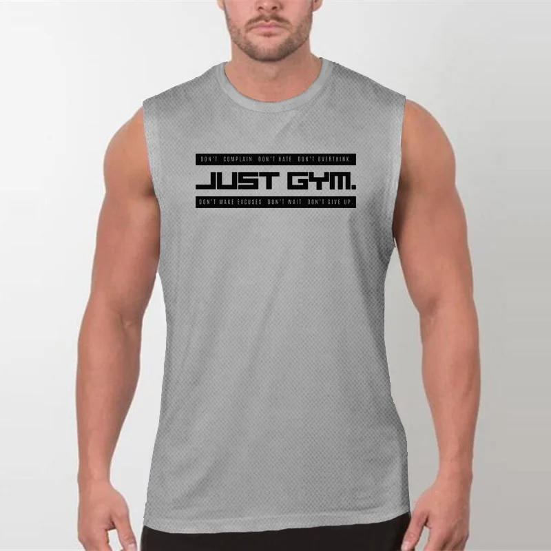 Description Picture 5 of itemNew Men's Muscle Workout Gym O-Neck Print Tank Top Fitness Four Seasons Running Slim Singlets Clothing Mesh Breathable Vest