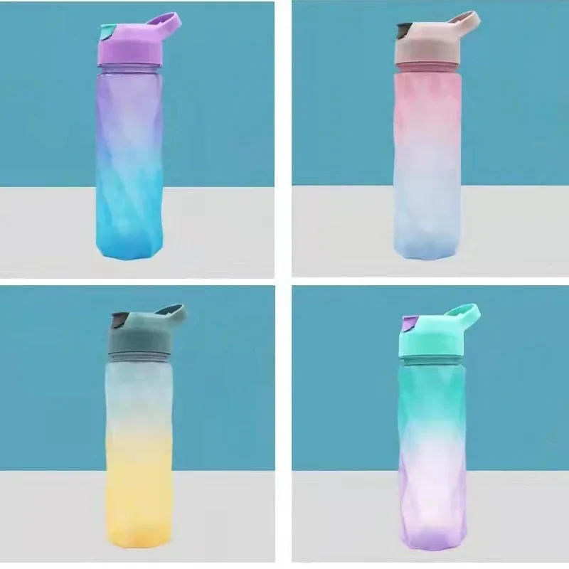 Description Picture 3 of item600ML Gradient Sports Water Bottle For Girls Plastic Water Bottles With Straw Portable Drinking Bottle For Outdoor Travel Gym