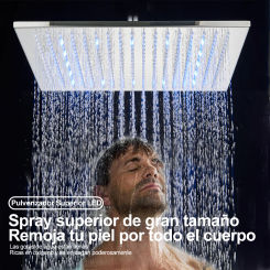 Multi-color and multi-size square top LED Bathroom Rain Shower Head High Pressure Without Shower Arm LED Work by Water Flow Temp