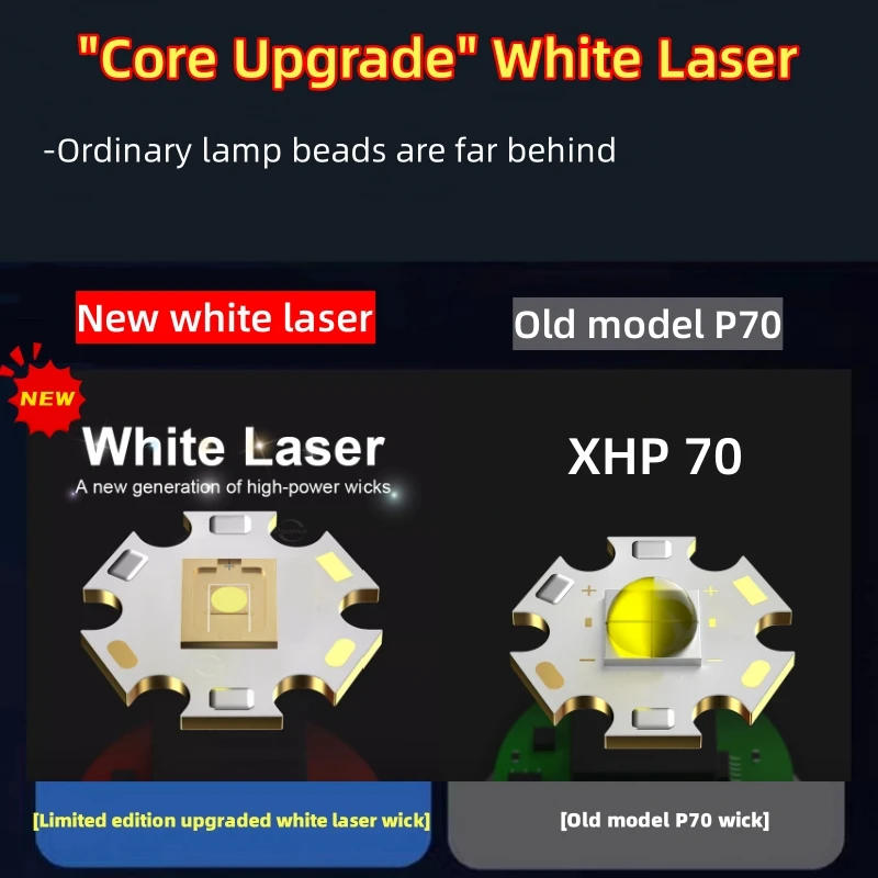 Description Picture 4 of itemNEWEST 9000LM Rechargeable LED Flashlights White Laser Lamp Beads 2000m Super Bright Flashlight Powerful Lantern Camping Torch