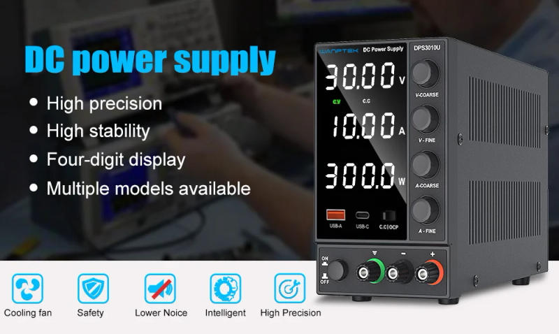 Description Picture 6 of itemWanptek Adjustable DC Power Supply 30V 10A 60V 5A with USB & Type C Regulated Switching Lab Bench Power Supply