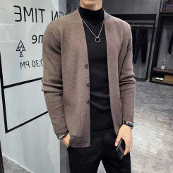 V-neck sweater men's coat Korean version of the trend 2024 autumn new knit cardigan men