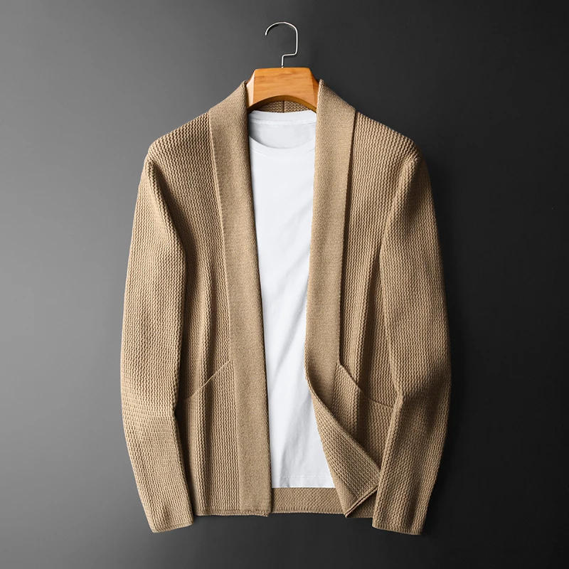 Description Picture 5 of itemMinglu Wool Cardigan Autumn Winter Mens Sweaters Luxury Computer Knitted Solid Color Casual Man Sweaters Male Outerwear 4XL