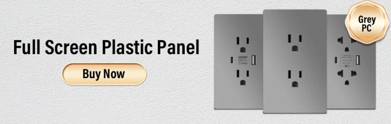 Description Picture 2 of itemDELEFU Grey Flame retardant PC panel Mexico Standard Type C America Outlet Plug 118*72mm Wall Socket Light Switch Fast Charge