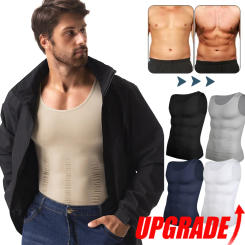 Mens Slimming Vest Shirt Abs Abdomen Body Shaper Slimming Tummy Control Gym Workout Compression Tank Top Sleeveless Shapewear
