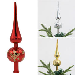 1 Pcs Silver Christmas Ornament Stylish Handicrafts Gold Xmas Decoration Tip-Shaped Tree Topper for Holiday Celebration