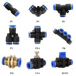 Pneumatic Fitting Pipe Connector Tube Air Quick Fittings Water Push In Hose Plastic 4mm 6mm 8mm 10mm 12mm 14mm PU PE PY LSA HVFF