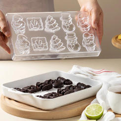 Plastic Chocolate Molds PS Transparent Chocolate Mold Christmas Series Baking Molds 3D Candy Mold Kitchen Baking Supplies