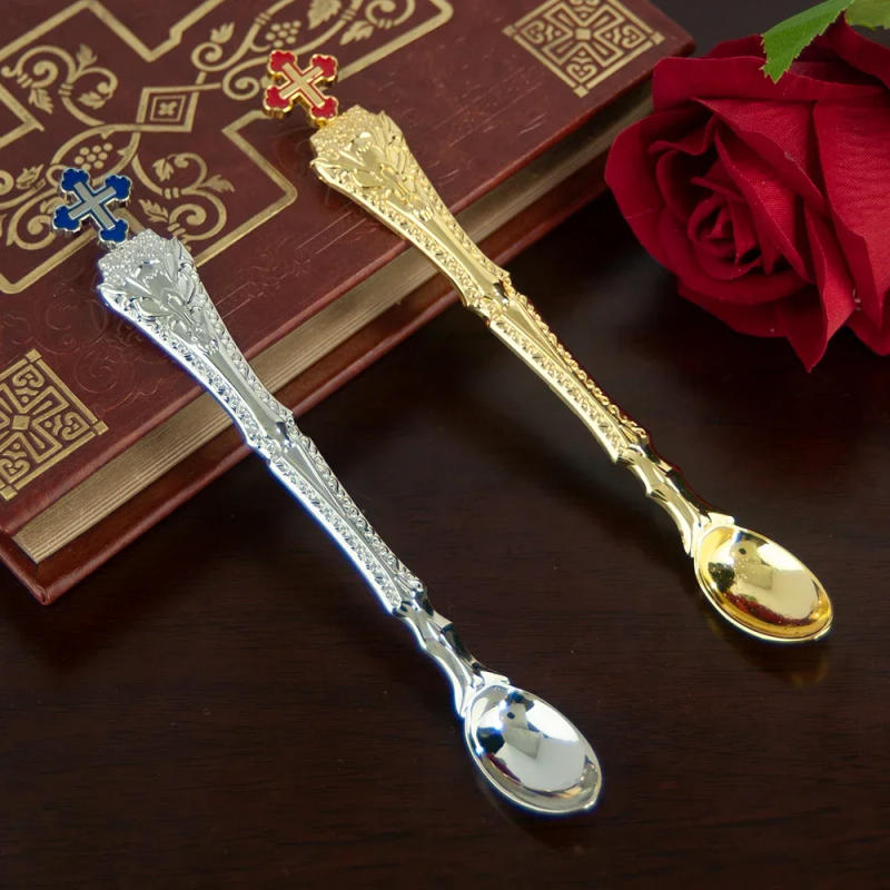 Description Picture 6 of itemElegant Orthodox Church Spoon for Baptism with High Quality Alloy Oil Droplets and Diamonds - Perfect Church Souvenir